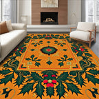 Orange Holly Berry Floral Border Rug