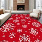 Red White Snowflake Holiday Scattered Rug