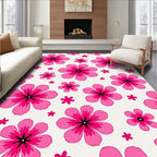 Hot Pink Floral Scattered Garden Rug