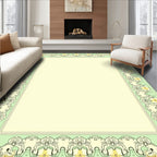 Light Green Ornate Floral Scroll Frame Rug