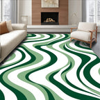 Deep Forest Green Wavy Lines Rug