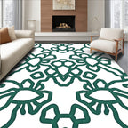 Deep Teal Vine Floral Medallion Rug