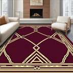 Crimson Gold Interlocking Geometric Frame Rug