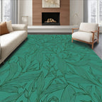 Teal Tropical Leaf Vine Art Rug