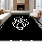 Black White Art Deco Swirl Rug