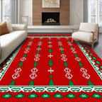 Bold Red White Green Diamond Vertical Rug