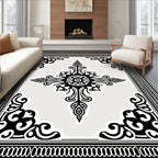Black and White Ornate Medallion Rug