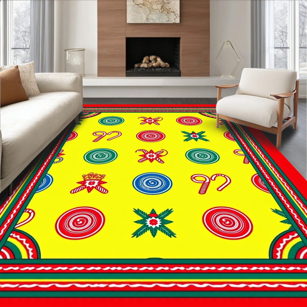 Red Green Yellow Holiday Candy Rug