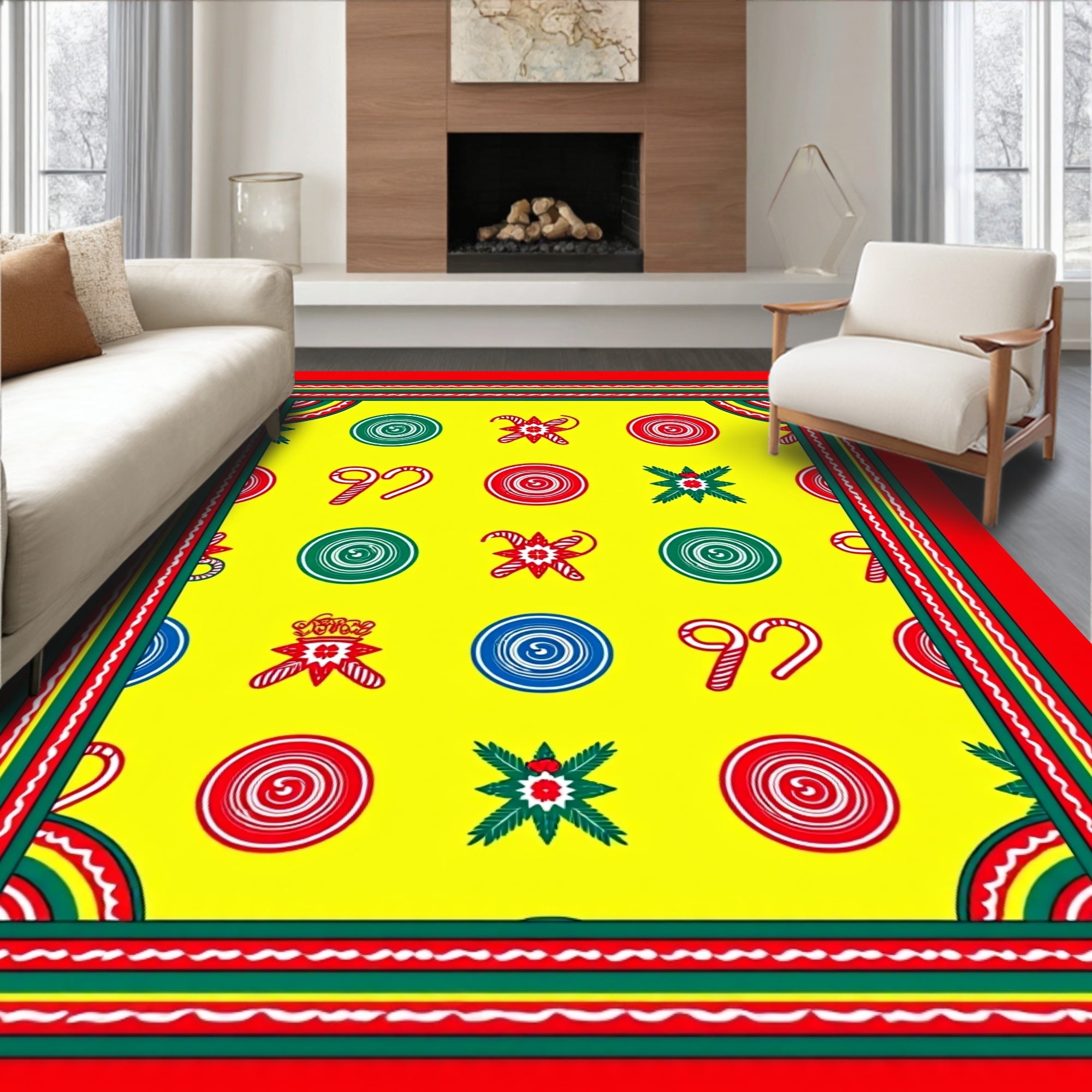 Red Green Yellow Holiday Candy Rug