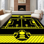 Bold Yellow Mechanical Geometric Rug