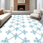 Light Blue Snowflake Lattice Runner Rug