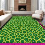 Green Yellow Geometric Honeycomb Border Rug
