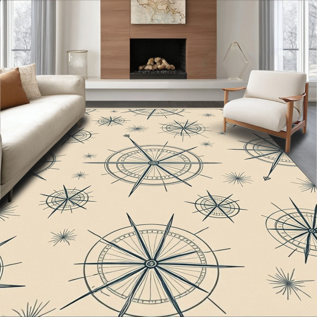 Nautical Compass Rose Cream Rug