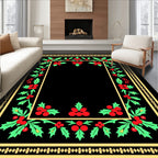Gold Edged Holly Berry Border Rug