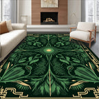 Emerald Green Botanical Art Nouveau Rug