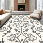 Gray Floral Arch Scroll Rug