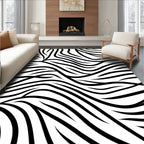 Bold Black White Organic Strokes Rug