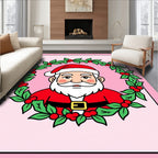 Friendly Santa Claus Holly Wreath Rug