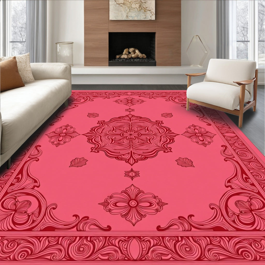 Crimson Paisley Medallion Rich Floral Rug