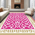 Fuchsia White Intricate Arabesque Frame Rug
