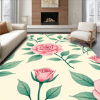 Pink Rose Blossom Watercolor Garden Rug