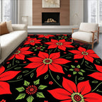 Bold Red Floral Garden Rug