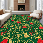 Red Yellow Bell Garland Swirl Rug