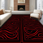 Bold Red Wavy Lines Quad Rug