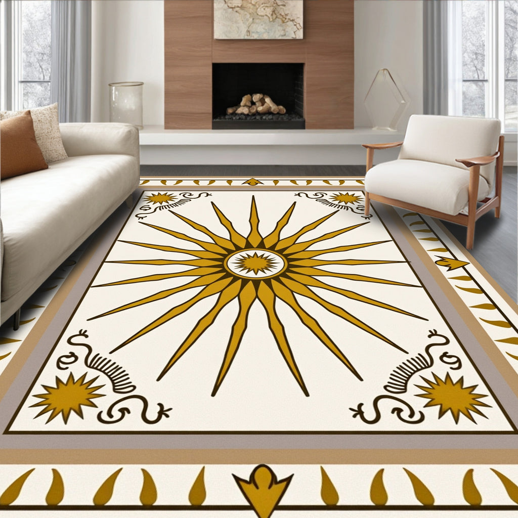 Golden Sun Burst Radial Medallion Rug