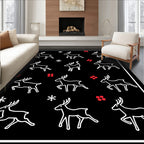 Classic White Reindeer Snowflakes Red Dots Rug