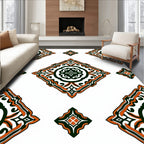 Emerald Orange Filigree Diamond Medallion Rug