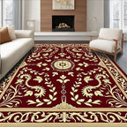 Regal Burgundy Gold Floral Medallion Rug