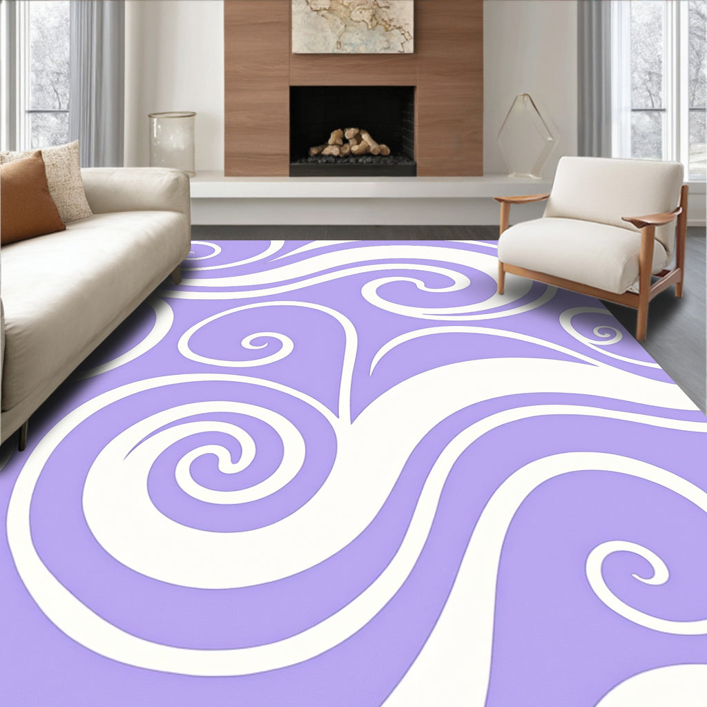 Lavender Cream Swirl Ribbon Rug
