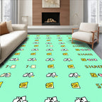 Yellow and white quirky graphic design Rug