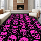 Hot Pink Skull Black Triangle Statement Rug