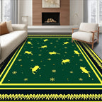 Yellow Cats Snowflakes Green Area Rug