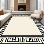 Black Ivory Geometric Frame Rug