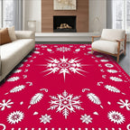 Crimson Snowflake Medallion Border Rug