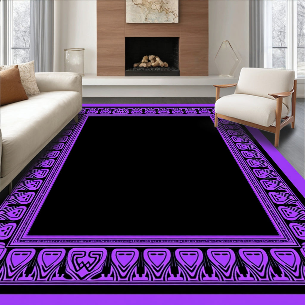 Bold Violet Art Deco Border Rug