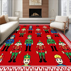 Cheery Nutcracker Soldier Red Cream Rug