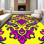 Vibrant Pink Floral Damask Jewel Tone Rug