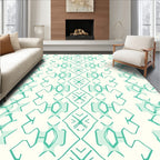 Teal Geometric Diamond Stripe Rug