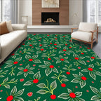 Christmas Green Floral Berry Accents Rug