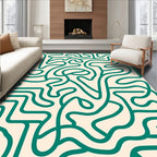 Creme Green Labyrinth Maze Rug