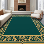 Gold Floral Border Emerald Rug