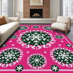 Pink Snowflakes Mandala Rug