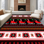 Red Green Sleigh Candy Cane Stripes Rug