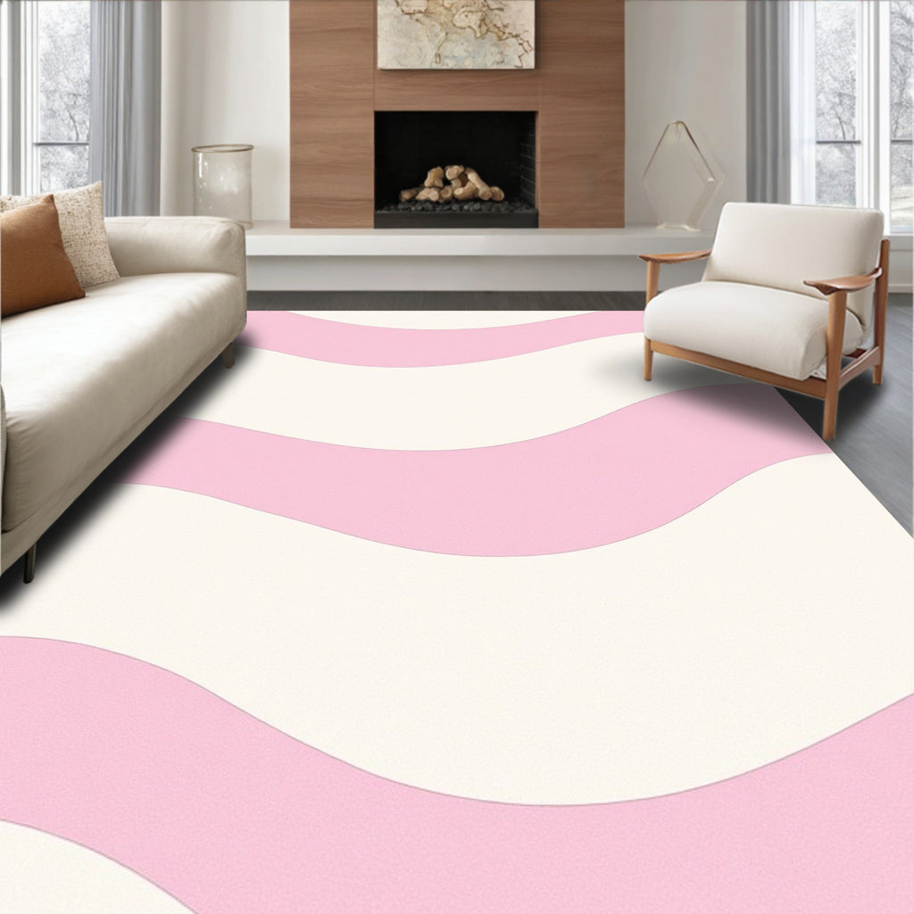Pastel Pink Wave Stripe Rug