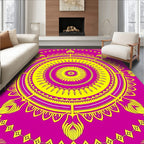 Vibrant Yellow Magenta Mandala Rug
