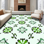 Vibrant Emerald Floral Tile Arrangement Rug